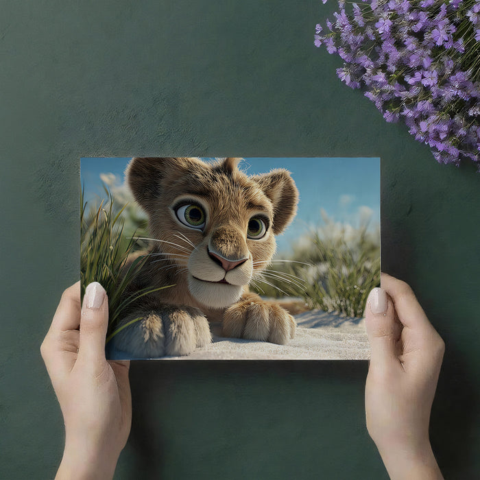 Hyper-Realistic Lion Cub Close-up Mural Wallpaper | High Detail, Innocent Gaze, Natural Earth Tones