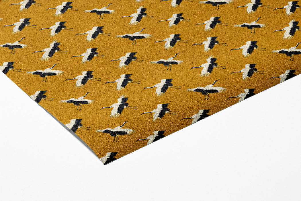 Micro Crane Pattern Mural Wallpaper | Intense Mustard Yellow, Repeating Geometric Print, Whimsical Insects