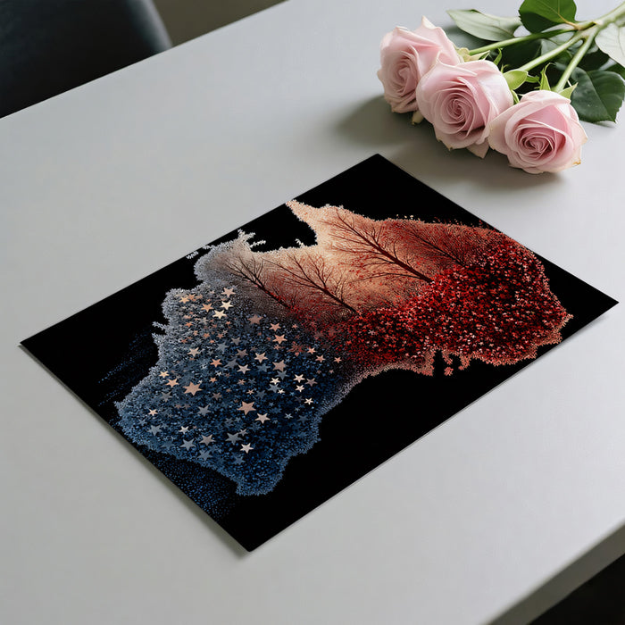 Australia Fire and Ice Map Mural Wallpaper | Abstract Stars, Red and Blue Contrast, Digital Art Landscape