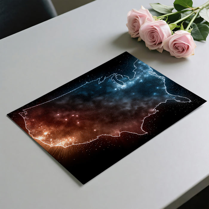 Cosmic USA Map Mural Wallpaper | Glowing Stars, Red White and Blue, Abstract Nebula Art