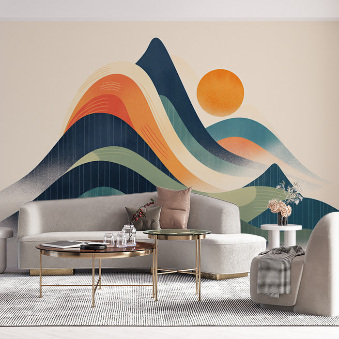 Cloudy Sunset Wallpaper in Living Room | Various Colors (Orange, Green, Blue, etc.) of Sunset