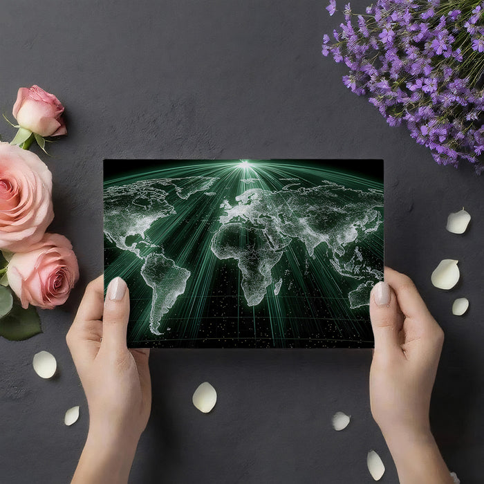 Radiant Global Network Green Mural Wallpaper | Top-Down Perspective, Cyber Security Theme, Digital Illumination