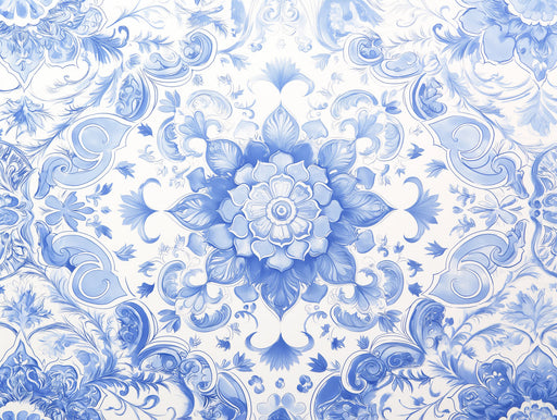 Blue Floral Pattern Wallpaper in Bedroom | Various Colors (Blue, White, etc.) of Flowers