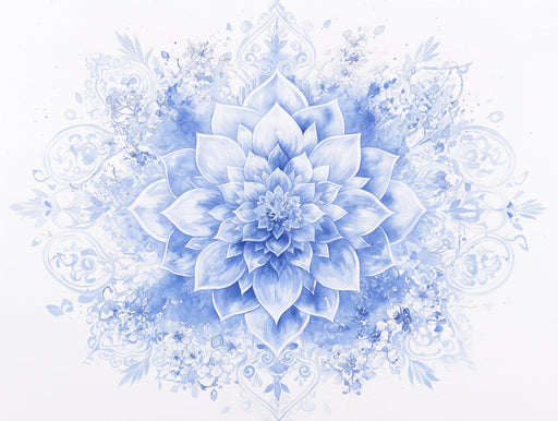 Blue Floral Pattern Wallpaper in Bedroom | Various Colors (Blue, White, etc.) of Flowers