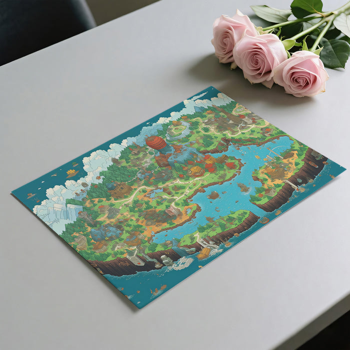Colorful Pixel Art Megalopolis Mural Wallpaper | Fantasy City Map, Vibrant Colors, Immersive RPG World