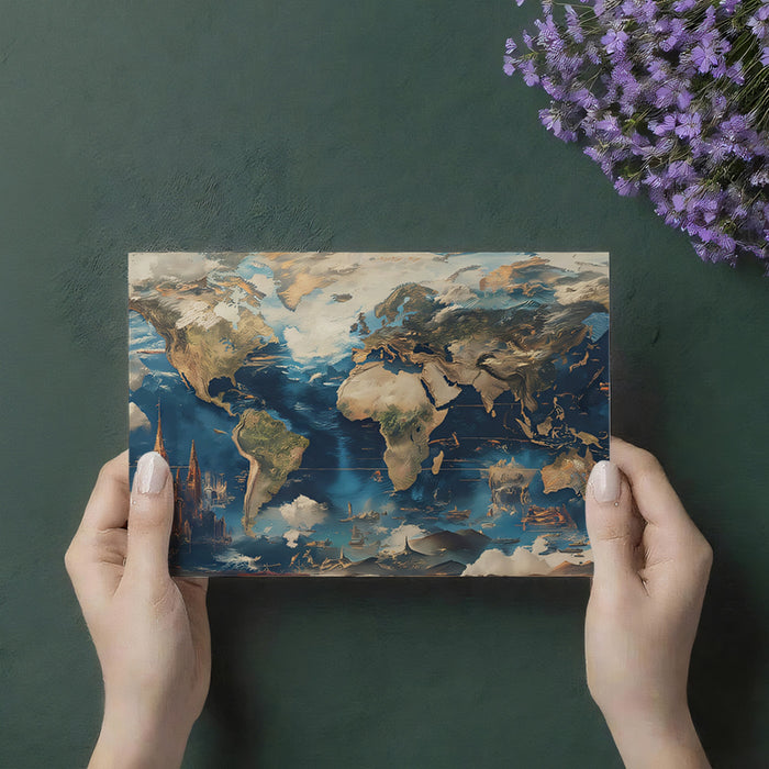 Fantasy Sky-World Map Mural Wallpaper | Surreal Landscape, Floating Castles, Painterly Clouds