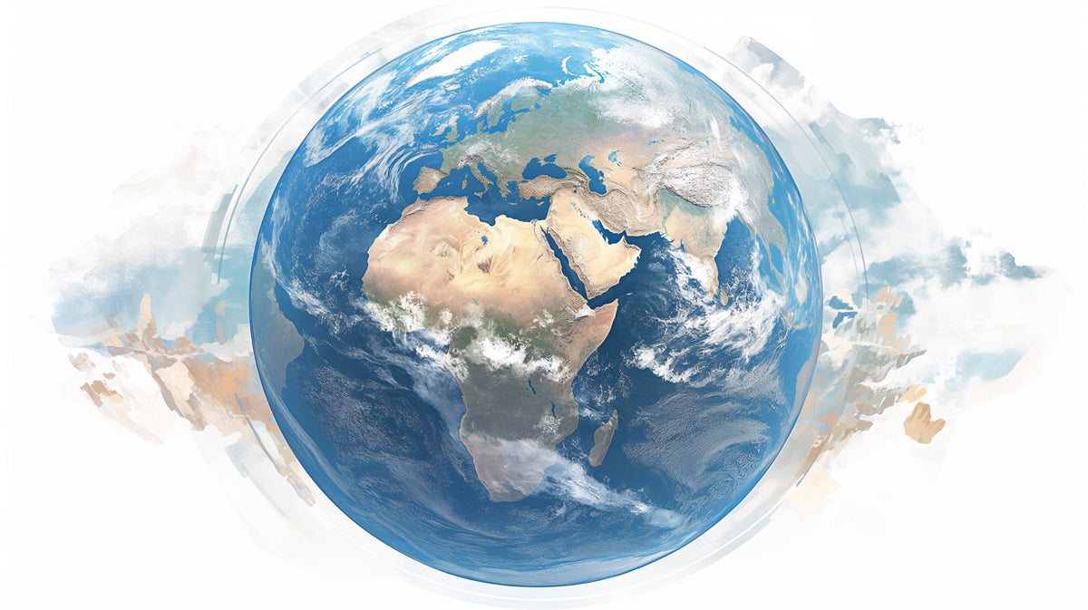 Water-Color Earth Globe Mural Wallpaper | Soft Focus, Detailed Planet View, Artistic Atmosphere