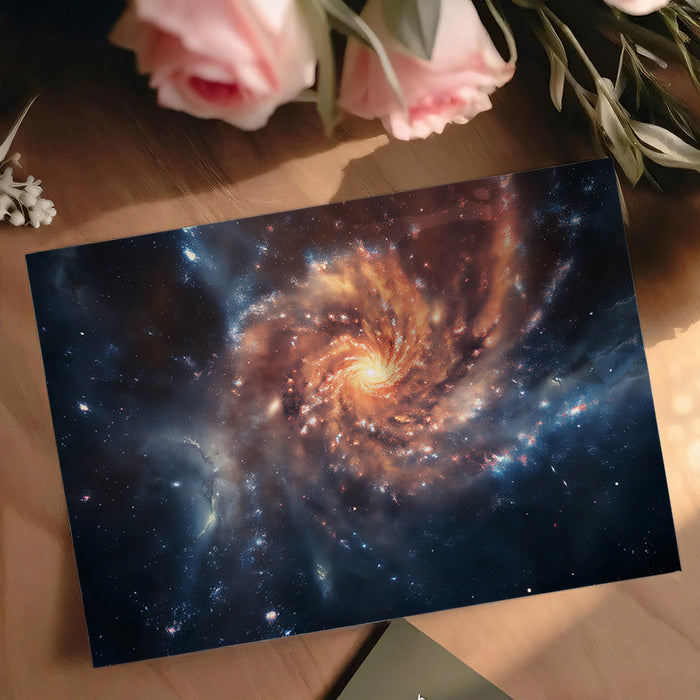 Fire and Ice Spiral Galaxy Mural Wallpaper | High Contrast Nebula, Red and Blue Tones, Cosmic Drama