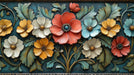 Vibrant Floral Mural Wallpaper in Bedroom | Various Colors (Orange, Yellow, Green, etc.) of flowers