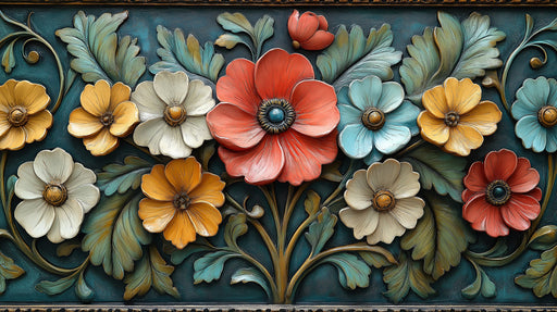 Vibrant Floral Mural Wallpaper in Bedroom | Various Colors (Orange, Yellow, Green, etc.) of flowers