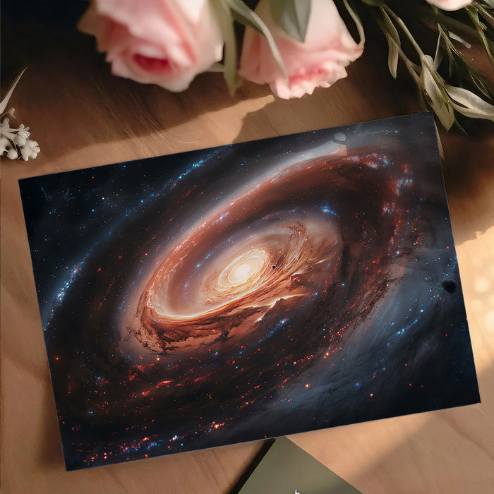 Dark Cosmic Dust Ring Galaxy Mural Wallpaper | Intense Orange Core, Ring Structure, Deep Space Drama