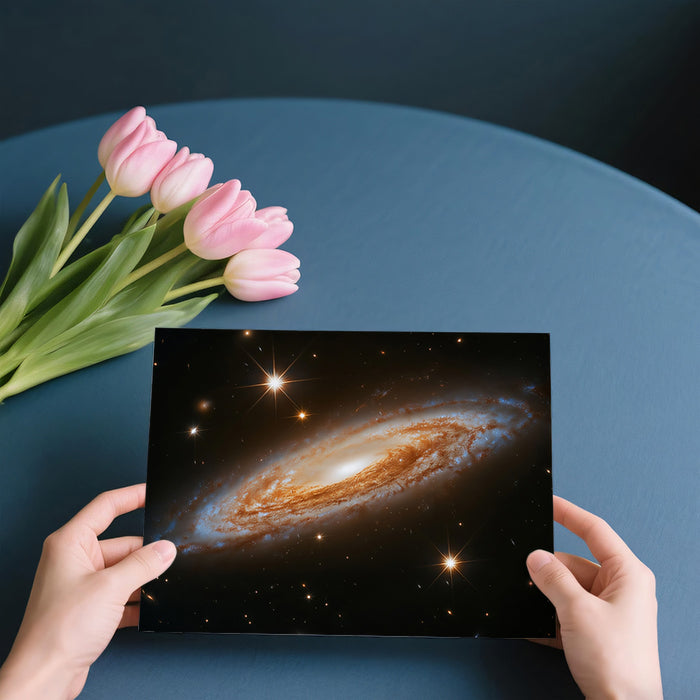 Edge-On Spiral Galaxy Mural Wallpaper | Hubble-Style Starburst, Warm Core, Intense Starlight