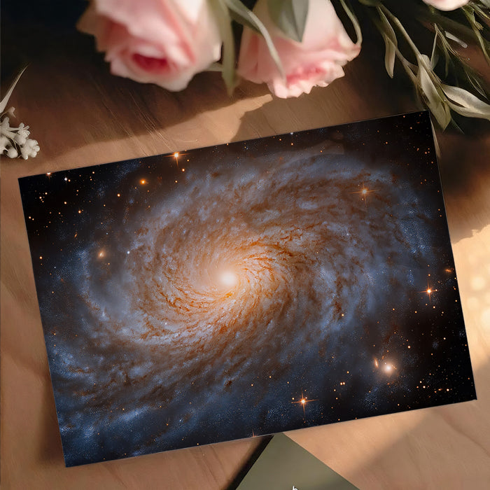 Grand Spiral Galaxy Mural Wallpaper | Classic Cosmic Swirl, Orange Core and Blue Arms, Dynamic View