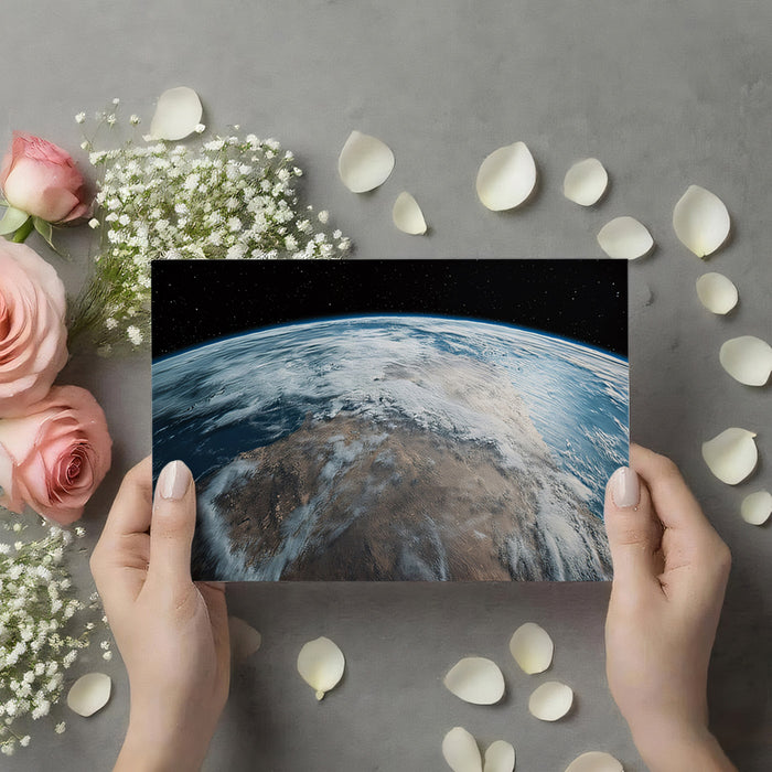 Low Orbit Earth View Mural Wallpaper | Dry Continent Focus, Cinematic Clouds, Hyper-Realistic Detail