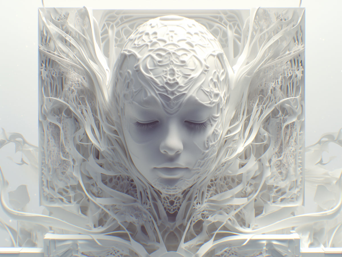 Ethereal Face Mural Wallpaper in Bedroom | Various Colors (White, Gray, etc.) Ethereal Face