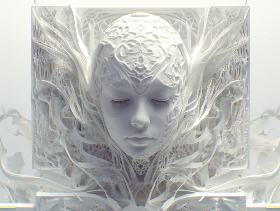 Ethereal Face Mural Wallpaper in Bedroom | Various Colors (White, Gray, etc.) Ethereal Face