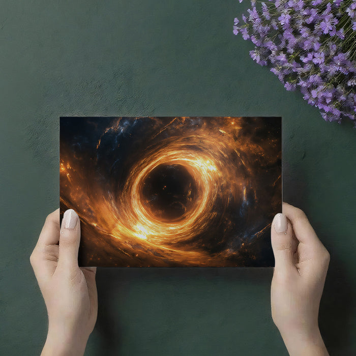 Golden Ring Black Hole Accretion Disk Mural Wallpaper | Face-On Vortex, Fiery Orange Swirl, Cosmic Power