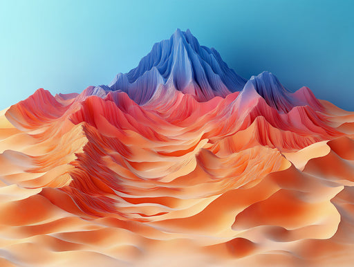 Vibrant Mountain Mural Wallpaper in Living Room | Various Colors (Blue, Red, Orange, etc.) of Mountains