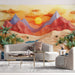 Desert Sunset Mural Wallpaper in Living Room | Various Colors (Orange, Red, Blue, etc.) of Desert Sunset