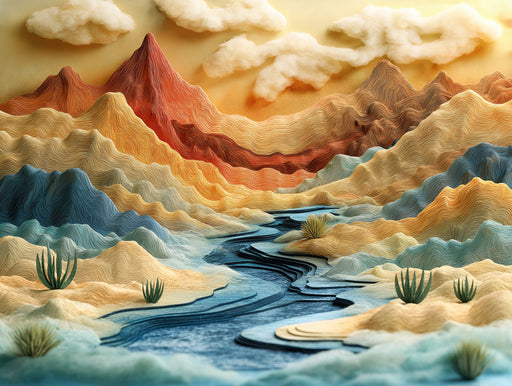 Colorful Mountain Landscape Mural Wallpaper in Living Room | Various Colors (Orange, Yellow, Blue, etc.) of Colorful Mountain
