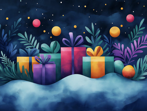 Gift and Night Sky Mural Wallpaper in Bedroom | Various Colors (Blue, Purple, Green, etc.) of Gift and Night Sky