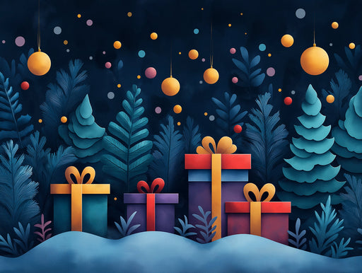 Gift and Night Sky Mural Wallpaper in Bedroom | Various Colors (Blue, Purple, Green, etc.) of Gift and Night Sky