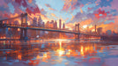 Cityscape Mural Wallpaper in Living Room | Various Colors (Blue, Orange, etc.) of City