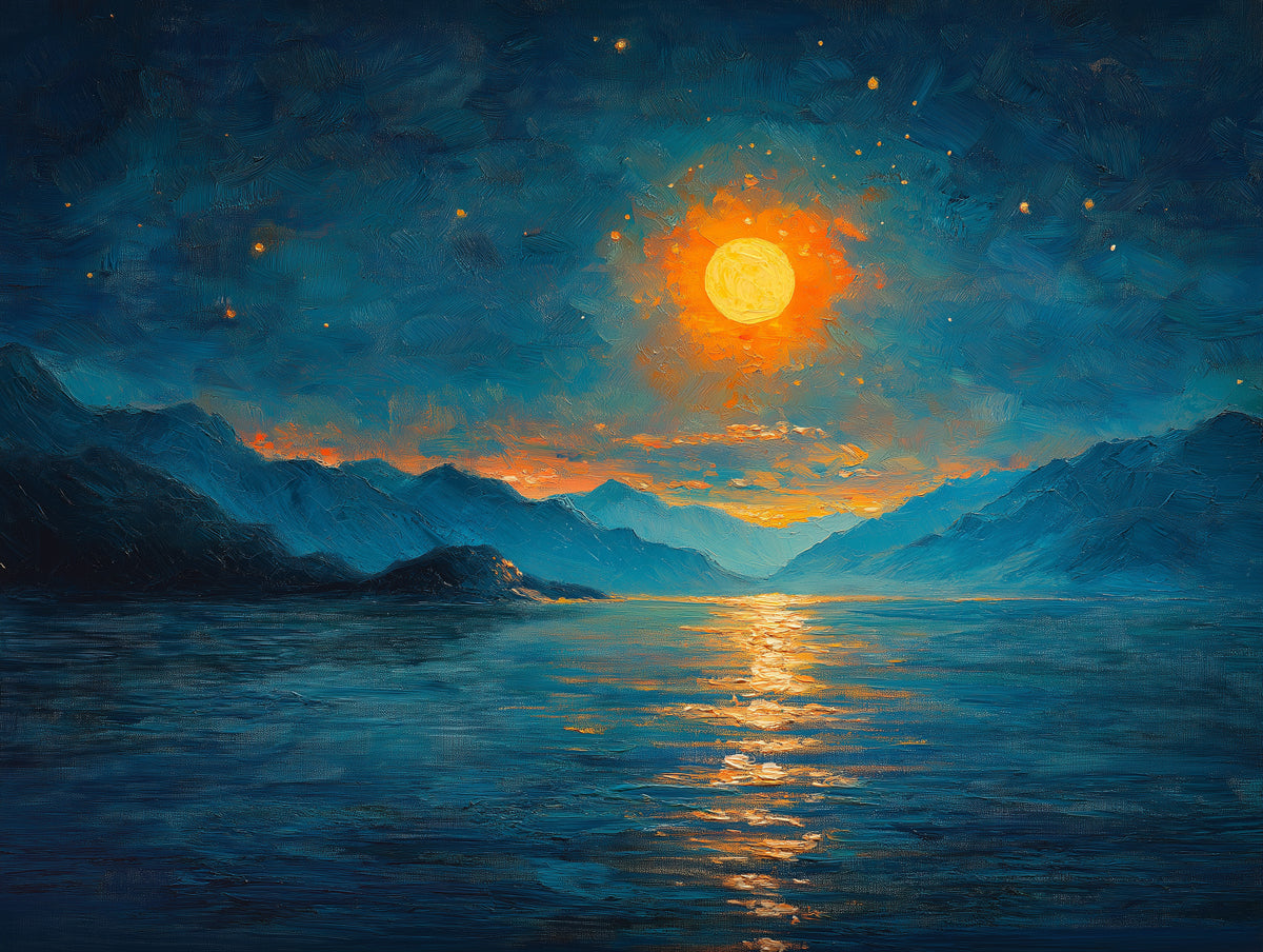 Celestial and Mountain Mural Wallpaper in Bedroom | Various Colors (Orange, Green, etc.) of Sunset and Mountain