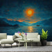 Celestial and Mountain Mural Wallpaper in Bedroom | Various Colors (Orange, Green, etc.) of Sunset and Mountain