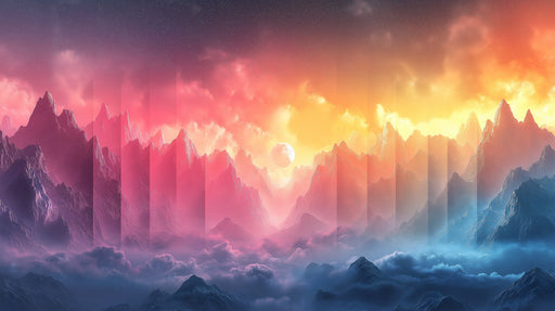Sunset Mountain Mural Wallpaper in Bedroom | Various Colors (Pink, Orange, Blue, etc.) of Sunset Mountain