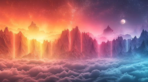 Sunset Mountain Mural Wallpaper in Bedroom | Various Colors (Pink, Orange, Blue, etc.) of Sunset Mountain