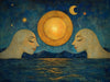 Moon and Faces Mural Wallpaper in Bedroom | Various Colors (Blue, Yellow, etc.) Moon and Faces