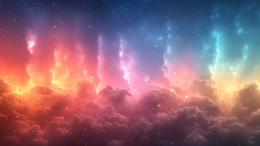 Cosmic Clouds Mural Wallpaper in Bedroom | Various Colors (Pink, Orange, Purple, etc.) of Clouds