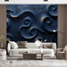 Dark Swirl Mural Wallpaper in Living Room | Dark Blue Dark Swirl