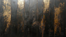 Black and Gold Panel Mural Wallpaper in Living Room | Black and Gold Wooden Panel