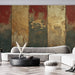 Black and Gold Panel Mural Wallpaper in Living Room | Black and Gold Wooden Panel