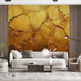 Cracked Gold Mural Wallpaper in Living Room | Gold and Brown Surface
