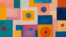 Colorful Geometric Shapes Mural Wallpaper in Office | Various Colors (Orange, Blue, Pink, etc.) of Geometric Shapes