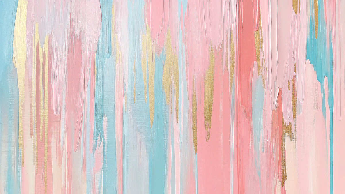 Pastel Drip Mural Wallpaper in Dining Room | Various Pastel Colors (Pink, Blue, Yellow, etc.) of Drip