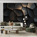 Black and Gold Organic Pattern Mural Wallpaper in Living Room | Black and Gold Patterns