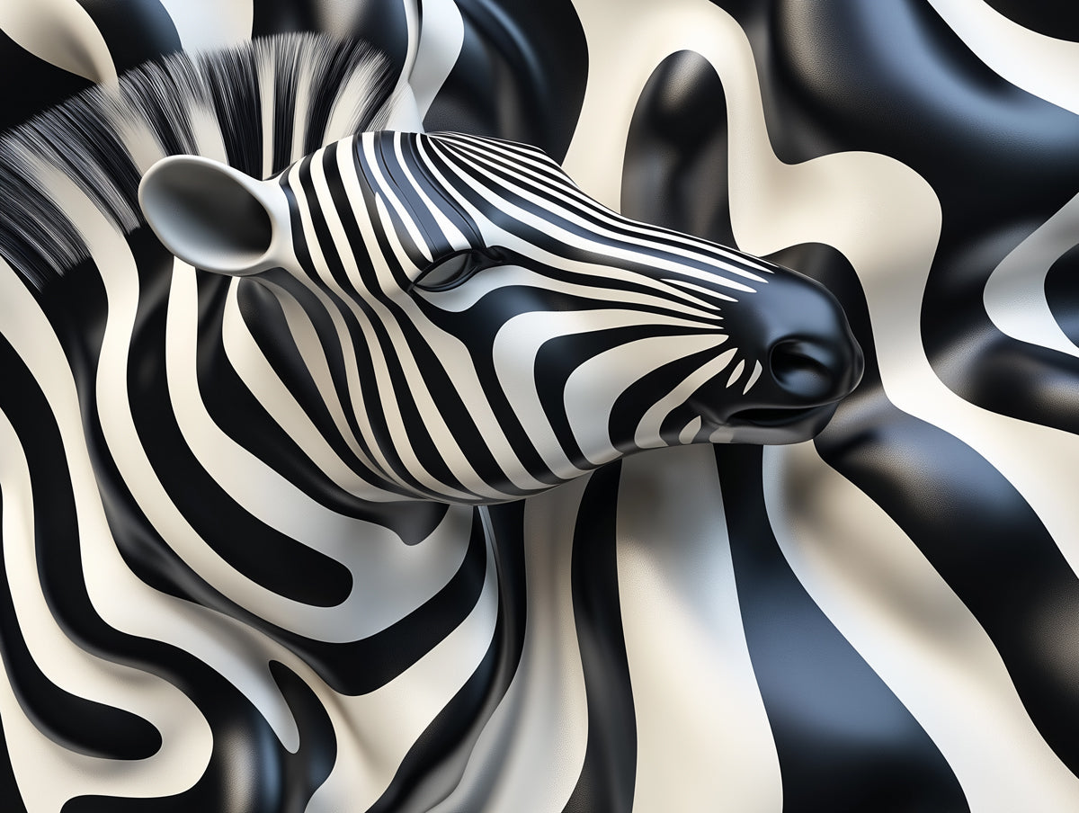 Zebra and Abstract Pattern Mural Wallpaper in Office | Black and White Zebra