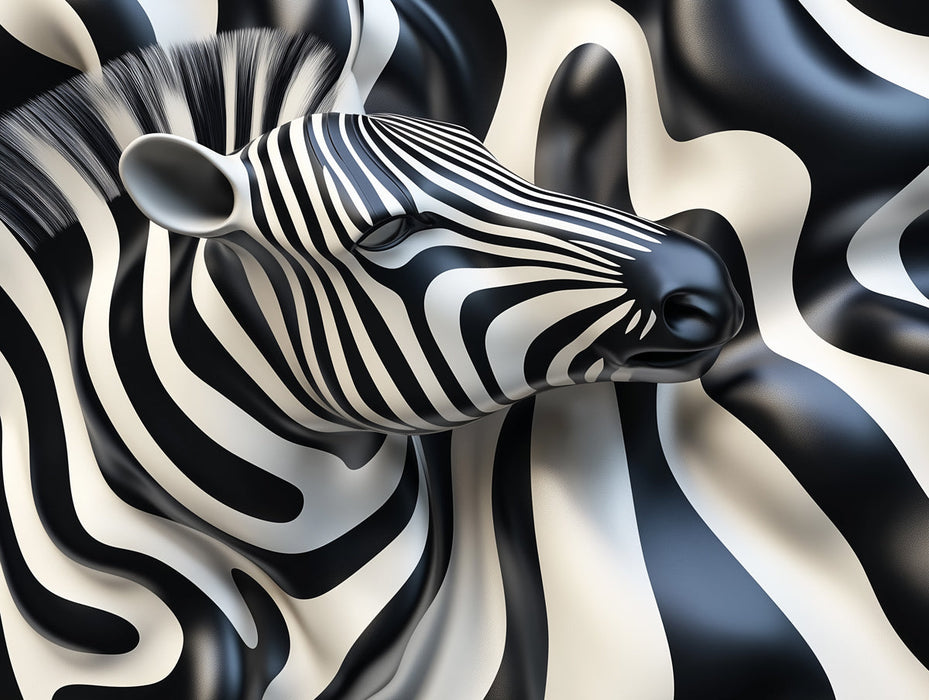 Zebra and Abstract Pattern Mural Wallpaper in Office | Black and White Zebra