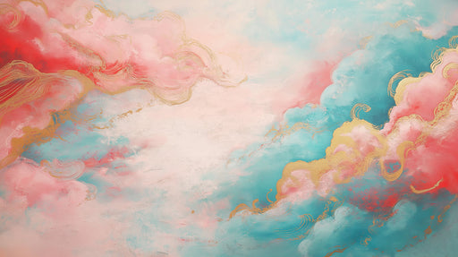 Colorful Cloud and Wave Mural Wallpaper in Bedroom | Various Colors (Pink, Blue, Gold, etc.) of Clouds