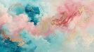 Colorful Cloud and Wave Mural Wallpaper in Bedroom | Various Colors (Pink, Blue, Gold, etc.) of Clouds