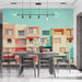 Colorful Building Facade Mural Wallpaper in Caf¨¦ Area | Various Colors (Orange, Green, etc.) of Building