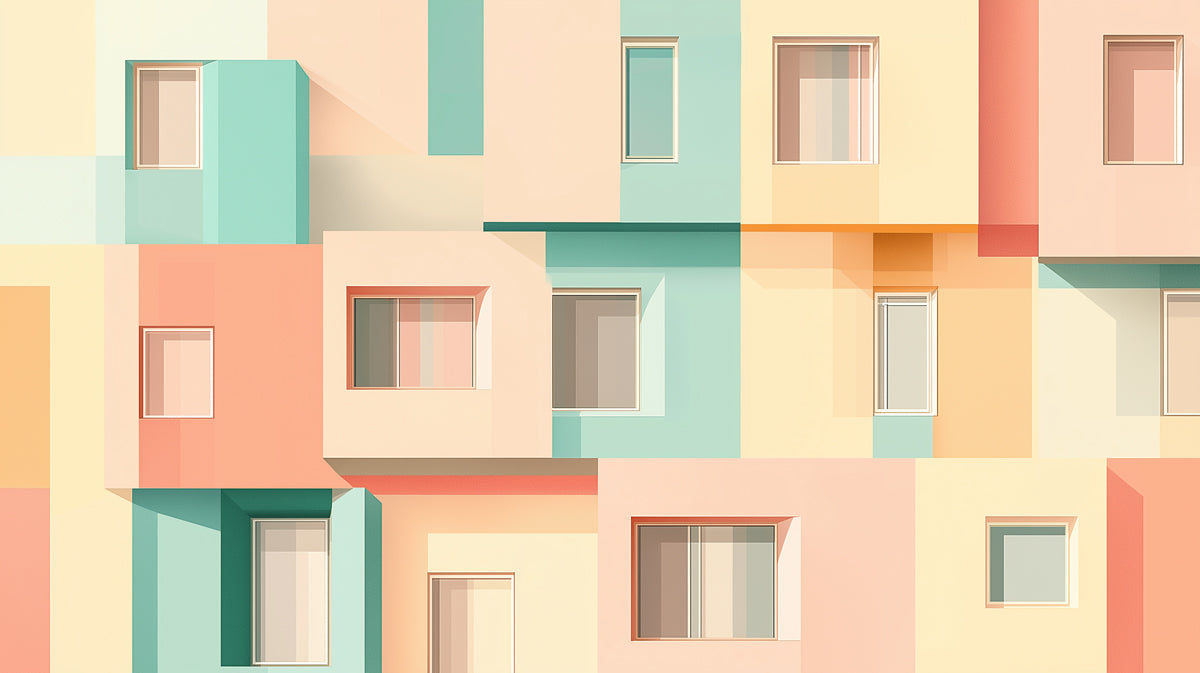 Colorful Building Facade Mural Wallpaper in Caf¨¦ Area | Various Colors (Orange, Green, etc.) of Building