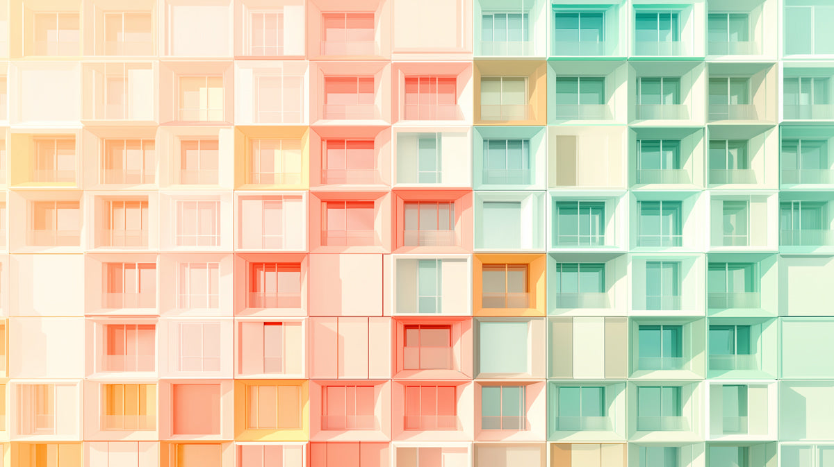 Colorful Building Facade Mural Wallpaper in Caf¨¦ Area | Various Colors (Orange, Green, etc.) of Building