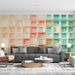 Colorful Building Facade Mural Wallpaper in Caf¨¦ Area | Various Colors (Orange, Green, etc.) of Building