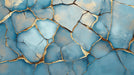 Blue and Gold Cracked Mural Wallpaper in Living Room | Blue and Gold Crack