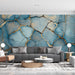 Blue and Gold Cracked Mural Wallpaper in Living Room | Blue and Gold Crack